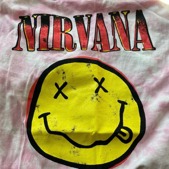 Officially Licensed Nirvana Nevermind Smiley Grunge Tee Pink Tie Dye Small NWOT - Picture 5 of 7